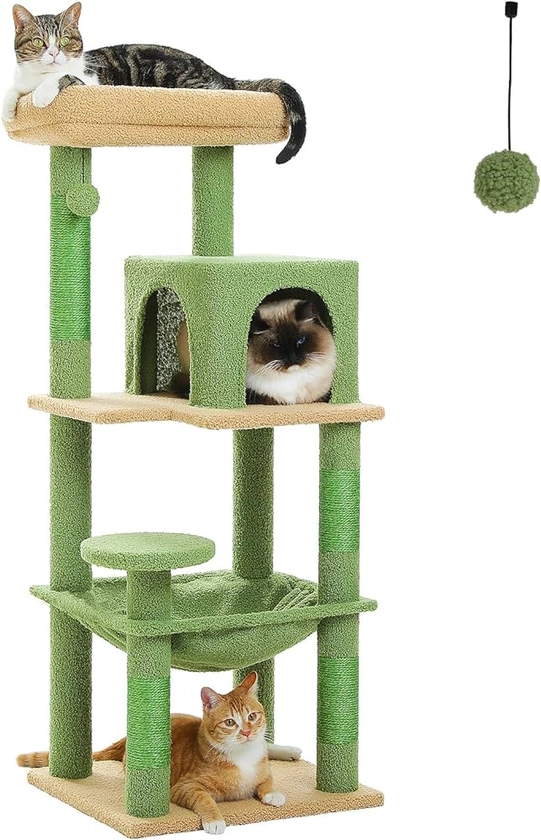 PAWZ Road Cactus Cat Tree Medium Cat Tower, Activity Center stable and sturdy, Cat Tree with hammock and wide Cat House size M Green : Amazon.co.uk: Pet Supplies