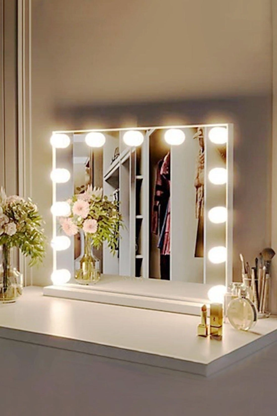Makeup Mirrors | Vanity Mirror with Lights,3 Lighting Modes & Touch Screen Control,Tabletop Cosmetic Mirror For Bedroom | Living and Home