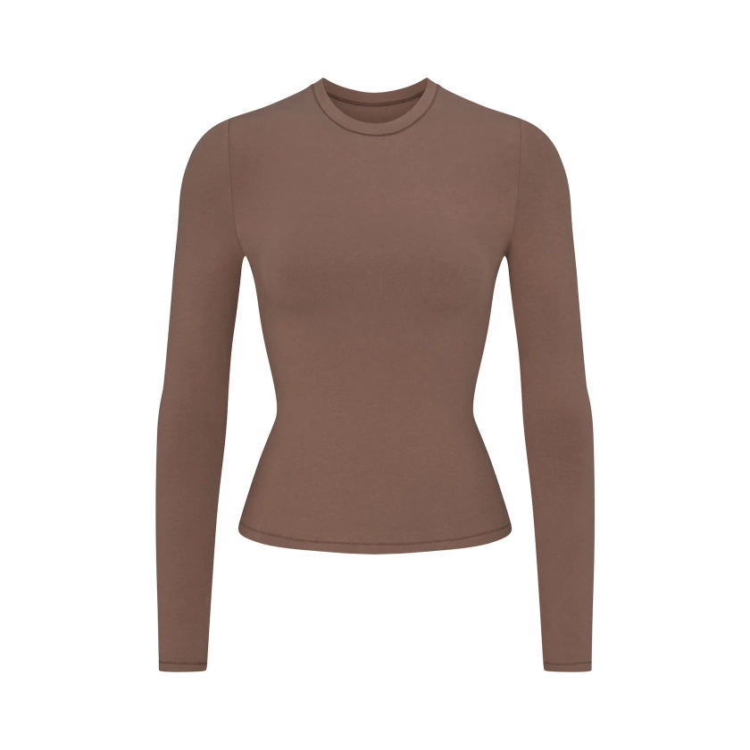 COTTON JERSEY LONG SLEEVE T-SHIRT | TRUFFLE