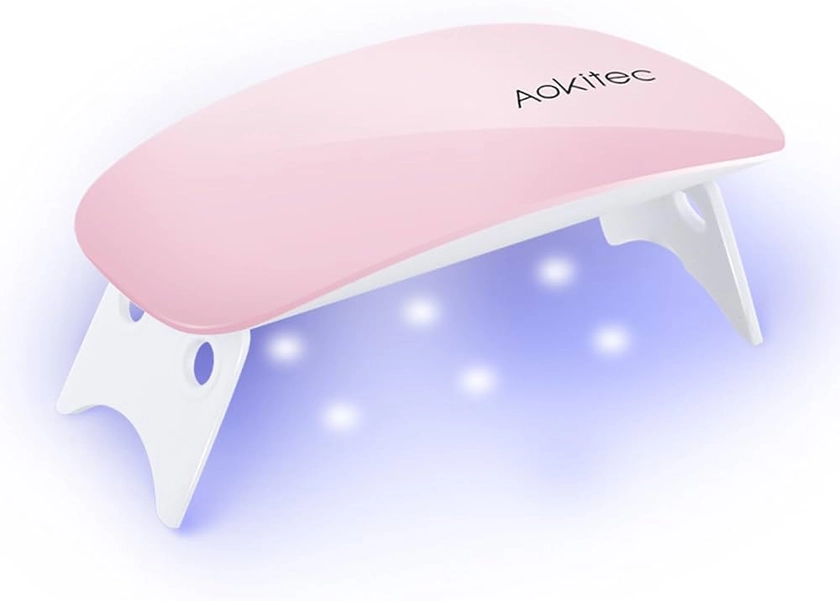 Aokitec UV Light for Nails - Mini UV LED Nail Lamp Portable Nail Dryer for UV Gel Polish Nail Glue Gel Mouse Shape Small Size with USB Cable for Curing All Nail Gels (Pink) Home DIY Mani