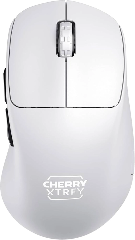 CHERRY XTRFY M64 PRO 8K WIRELESS Souris de gaming ultra-rapide et ultra-légère, connexion sans fil, 2,4 GHz, optimisée pour l'e-sport, ergonomique avec front plat, blanche