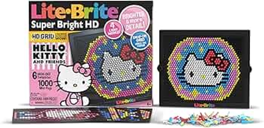 Lite Brite Super Bright HD, Hello Kitty Edition - Create Art with Light, Enhances Creativity, Gift for Girls and Boys Ages 6+