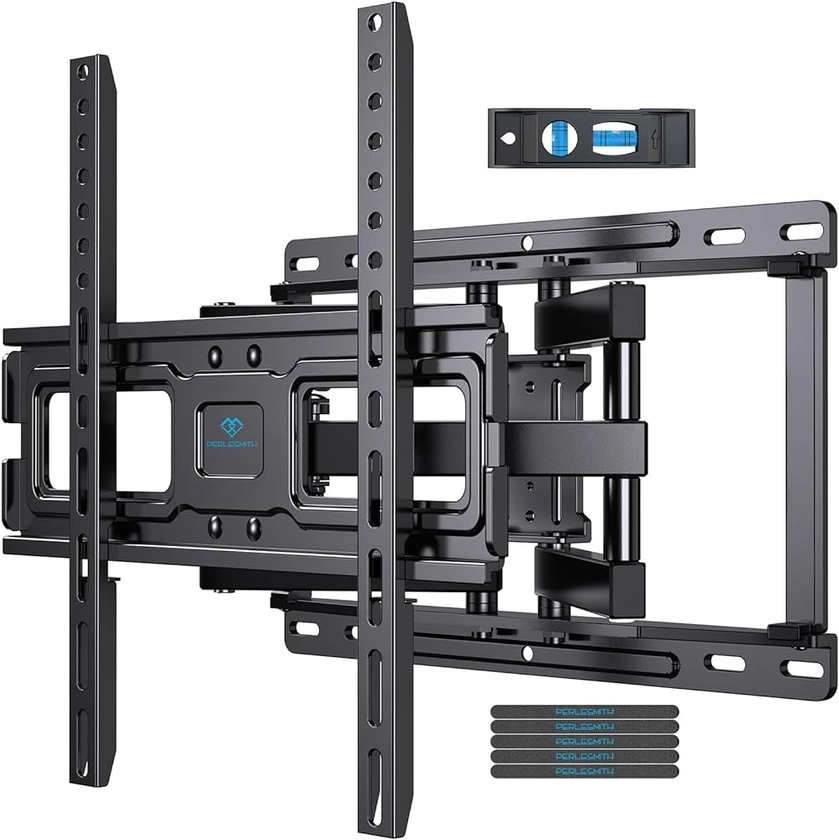 PERLESMITH TV Wall Mount Full Motion for 32-65 Inch Flat Curved Screen TVs, TV Mount with Swivels Tilts Extension Dual Articulating Bracket Arms Supports TV up to 99 lbs Max VESA 400x400, PSMFK9