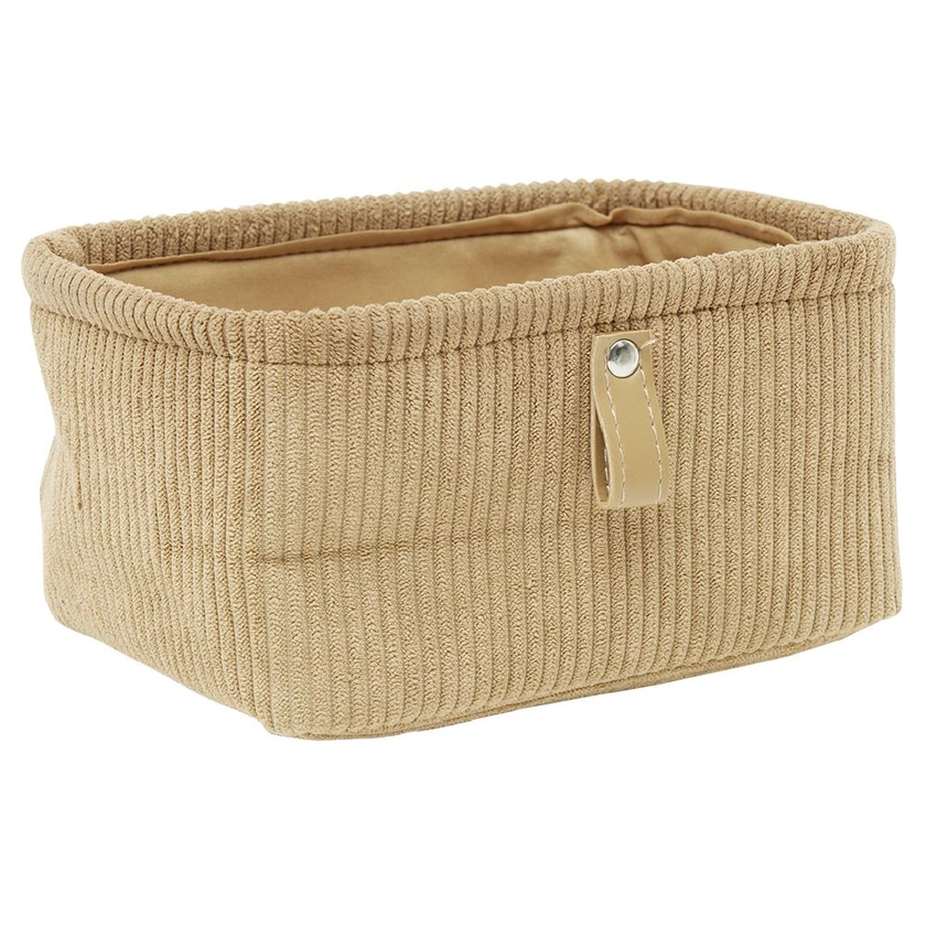 Panière de rangement velours côtelé beige - 19x14xH9 cm | GIFI