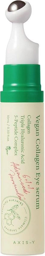 AXIS-Y Vegan Collagen Eye Serum with Triple Hyaluronic Acid & 5-Peptide Complex | Anti-Aging, Fine Line Reduction, Brightening | Vegan & Cruelty-Free Korean Skin Care | 10ml / 0.33 fl. oz.