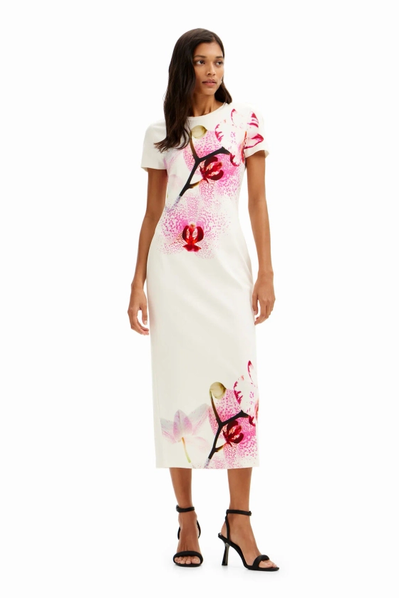 Robe midi orchidées M. Christian Lacroix