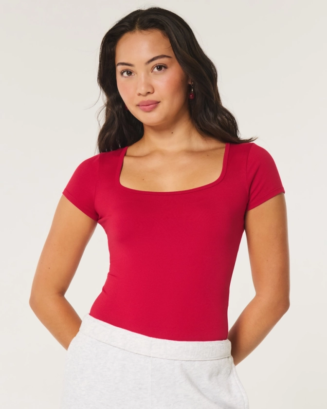 Women's Soft Stretch Seamless Fabric Bodysuit | Women's Tops | HollisterCo.com