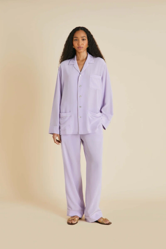 Yves Lavender Pyjamas in Silk Crêpe de Chine