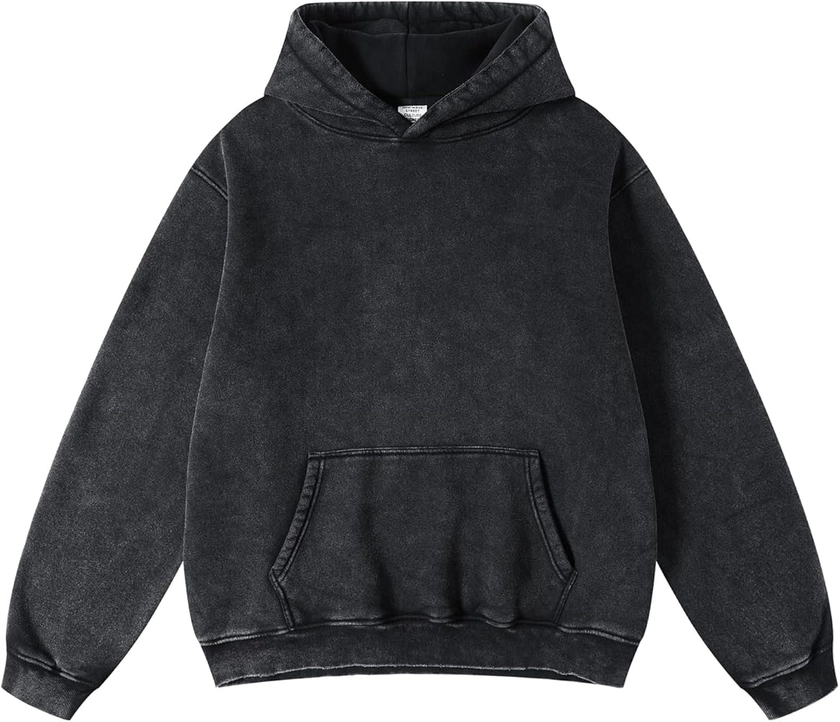 FAIABLE Mens Hoodies Pullover Oversized Hoodie Plush Fleece Hooded Sweatshirt Vintage Heavyweight Hoodie Cotton Big and Tall Hoodies for Men Couples Winter Autumn Workout College Streetwear Black at Amazon Men’s Clothing store