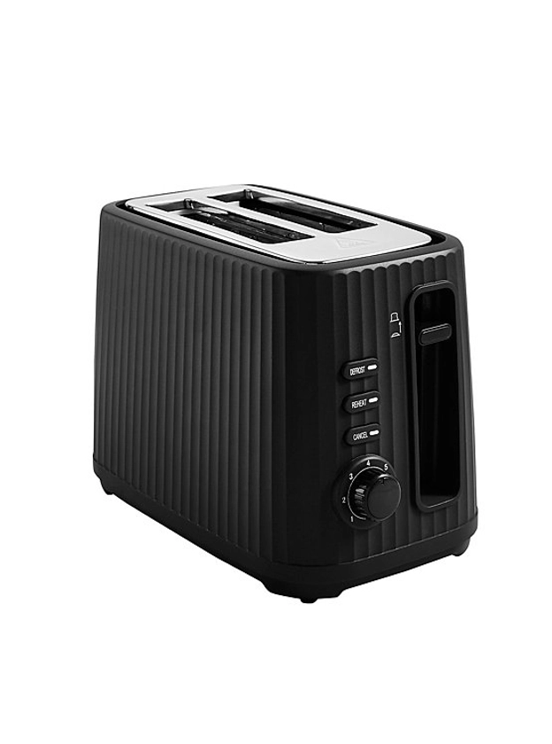 Black Ribbed 2-Slice Toaster