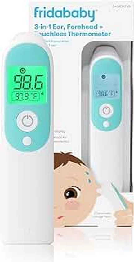 Frida Baby Thermometer, 3-in-1 Infrared Thermometer for Ear, Forehead & Touchless, FSA/ HSA Eligible Fever Thermometer for Baby, Infants ,Toddlers, Kids & Adults