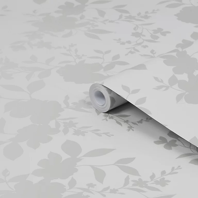 Laura Ashley Westbourne Silver Floral Smooth Wallpaper | DIY at B&Q