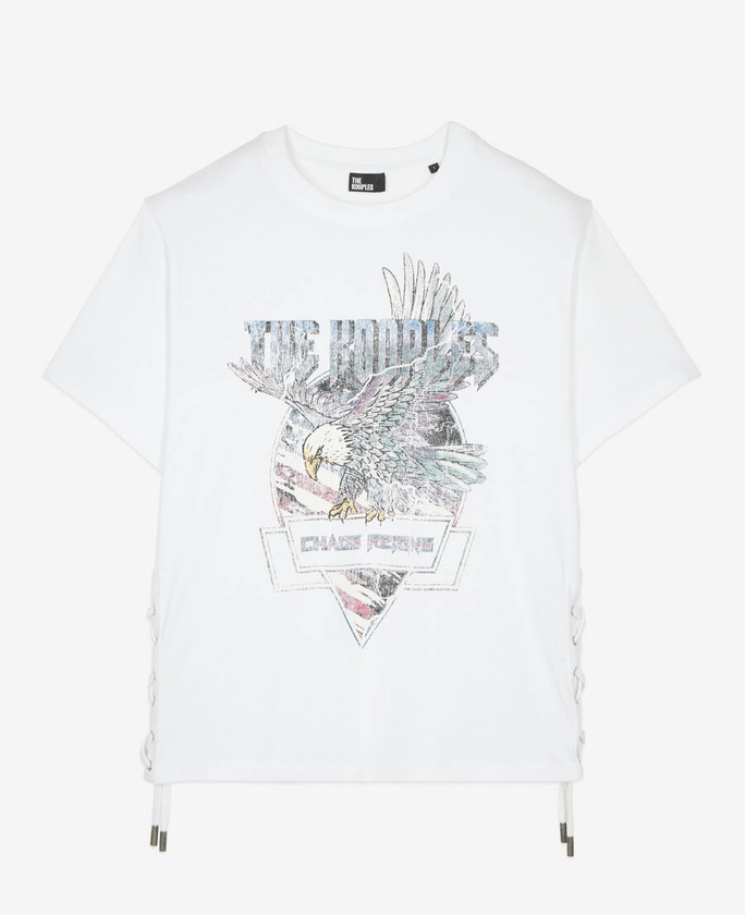 T-shirt avec laçage blanc | The Kooples - France