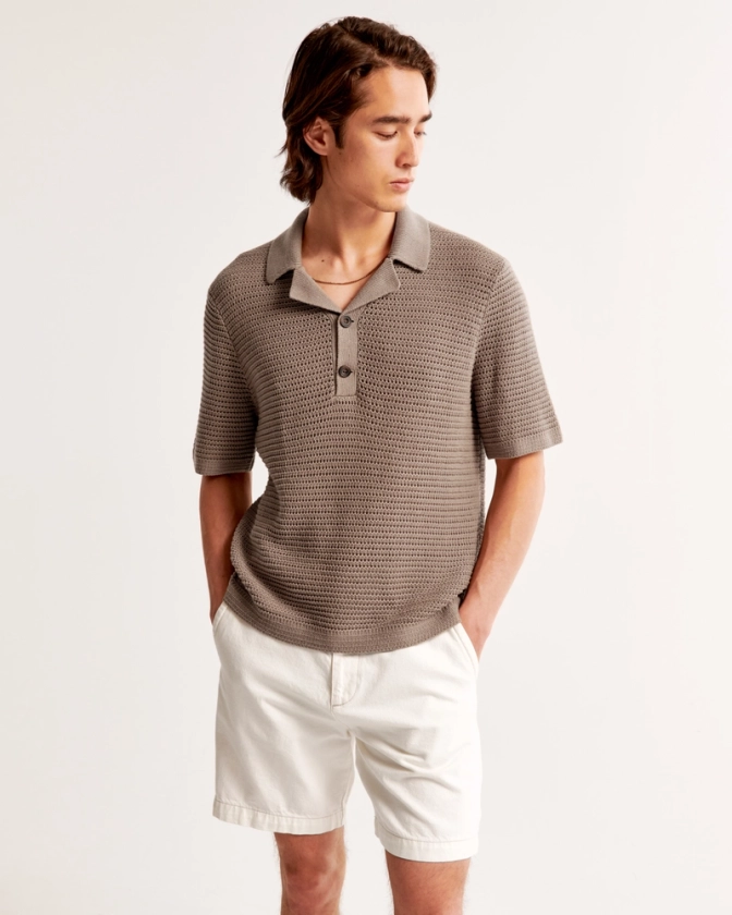 Men's Two-Button Camp Collar Sweater Polo | Men's Tops | Abercrombie.com
