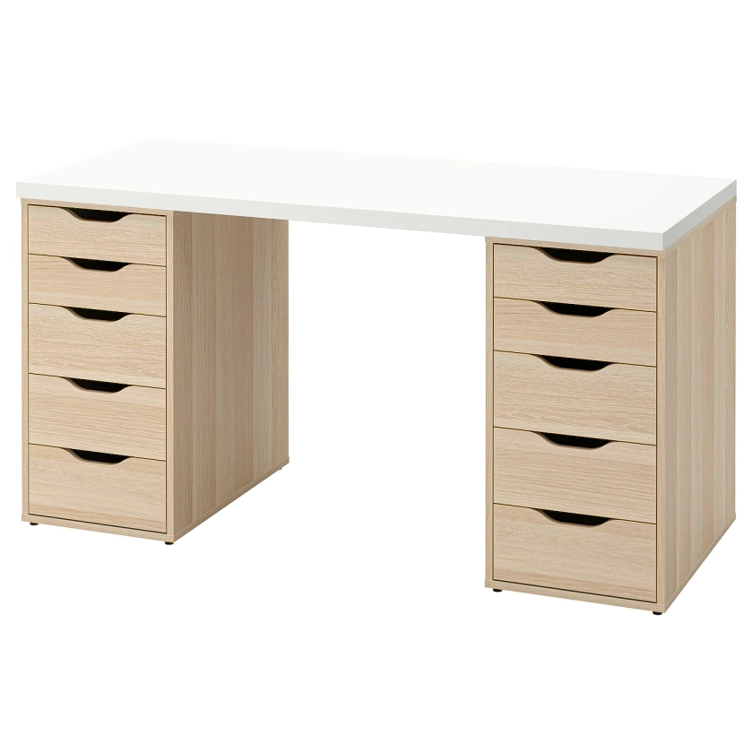 LAGKAPTEN / ALEX bureau, blanc/effet chêne blanchi, 140x60 cm - IKEA