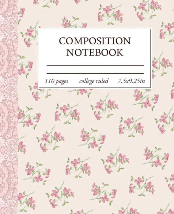 Composition Notebook College Ruled: Light Pink Floral Coquette Aesthetic Journal For Women : Moncrieff Vintage: Amazon.com.au: Books