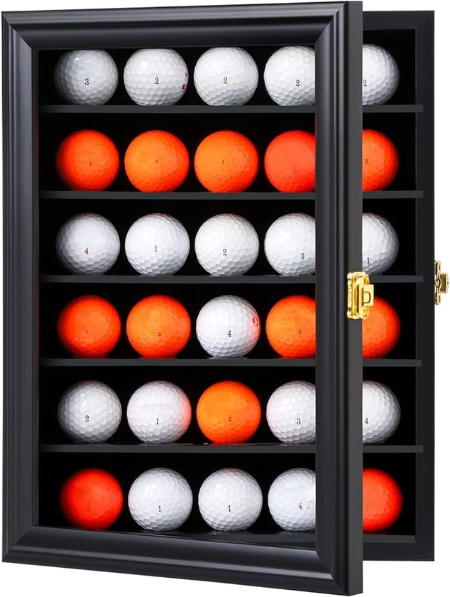 Amazon.com : KCRasan 30 Golf Ball Display Case Lockable - Golf Ball Holder Gift for Golf Enthusiasts - Golf Ball Display Rack Cabinet for Wall Mount with Glass Door : Sports & Outdoors