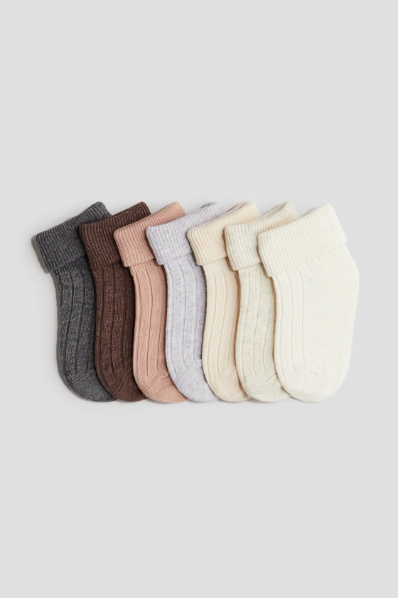 7-pack wide-rib socks - Pink/Beige - Kids | H&M GB