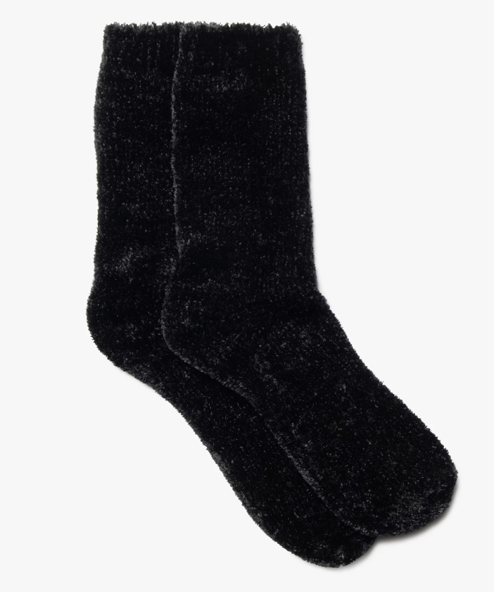 Chaussettes en maille chenille douce et épaisse femme noir | GEMO