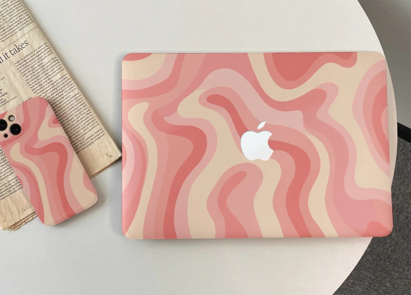 Coque MacBook rose vague abstraite pour nouveau MacBook Pro 13 14 15 16, M1 M2 Air 13 A2681, A2337, A2338, ordinateur portable Apple 2022 2021 2020 - Etsy France