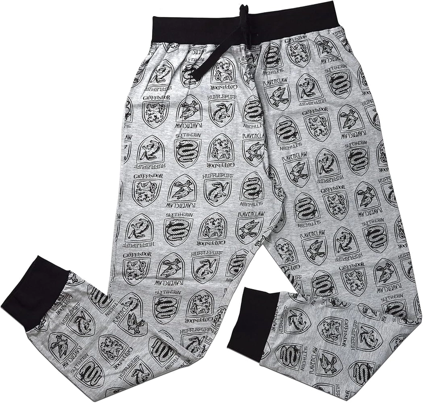 Mens Official Grey Harry Potter Loungepants | Mens Loungewear All Over Print Pyjama Bottoms, Medium