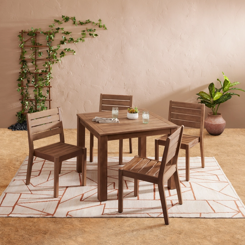 Corsica Square Table and Side Chair 5 Piece Outdoor Dining Set - World Market
