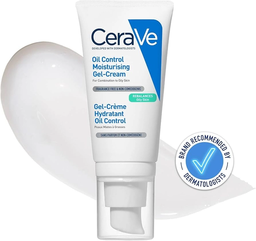 CeraVe Oil Control Gel-Cream Moisturiser With Oil Absorbing Technology & Ceramides For Combination and Oily Skin 52ml