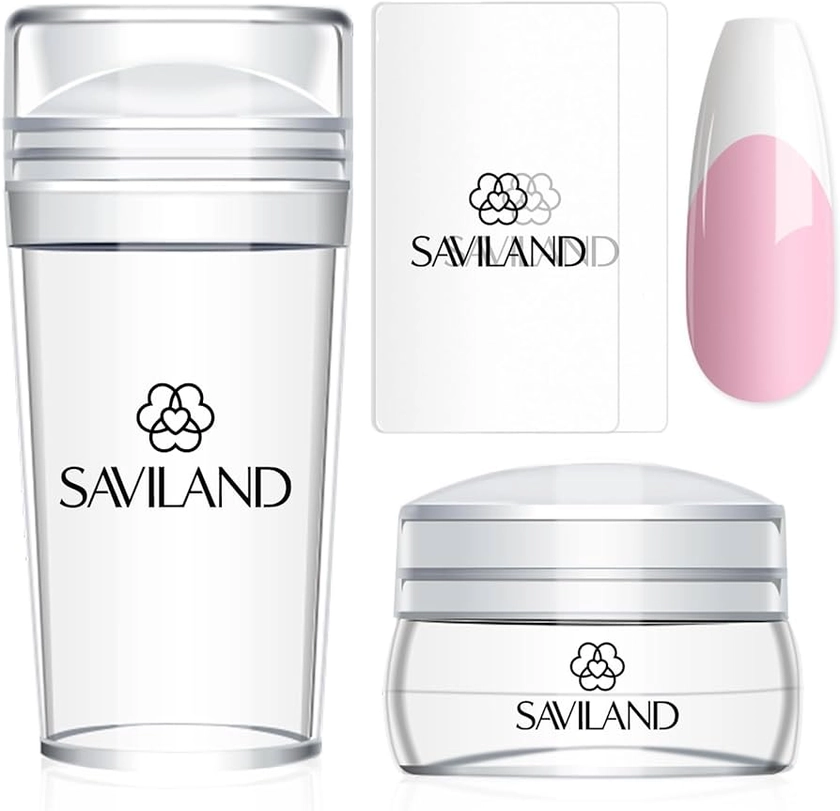 Saviland French Tip Nail Stamp - 4PCS Nail Art Stamper Kit Clear Silicone Nail Stamping Long & Short Jelly Stamper for Nails with Scrapers Nail Stamper Kit for French Manicure Home DIY Nail Salon : Amazon.co.uk: Beauty
