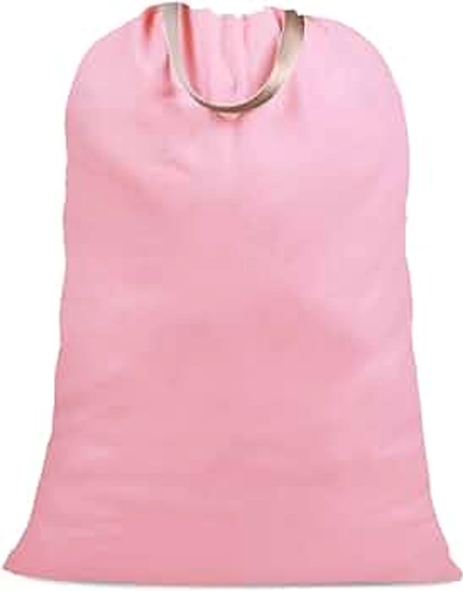 Cotton Canvas Laundry Bag with Handles & Drawstring Straps, Heavy Duty Extra Large Laundry Bags for Laundromat and Household, 25.5x34 Inch, Pink