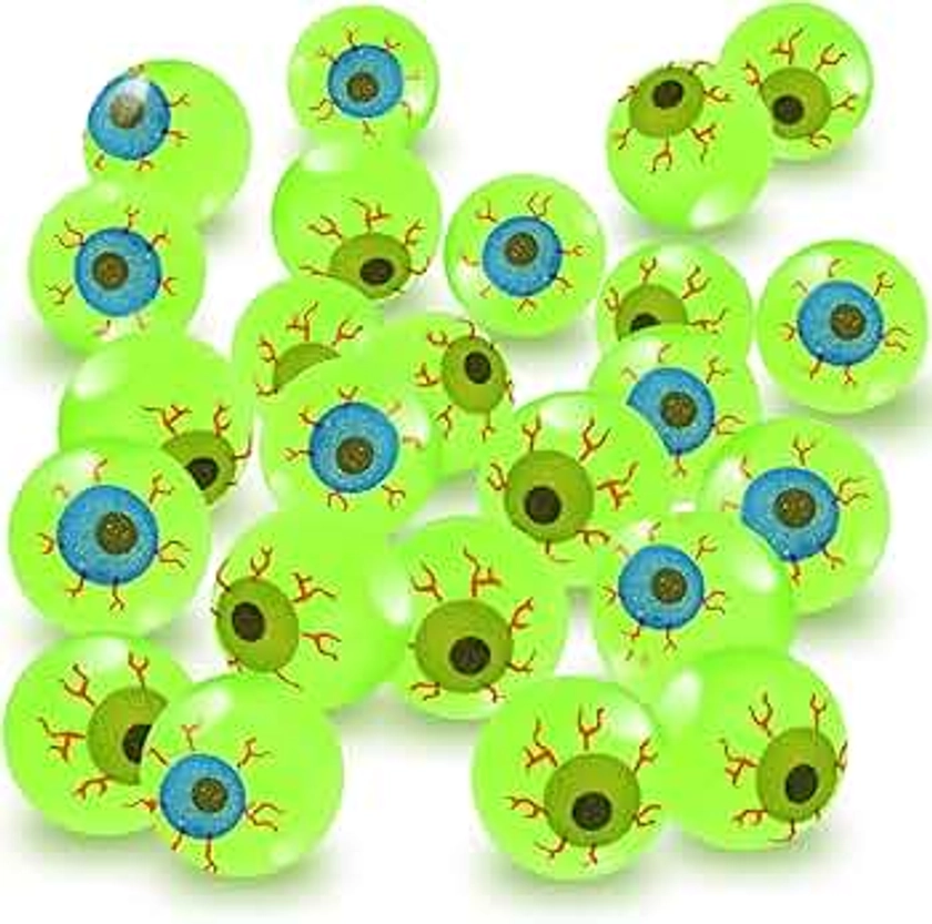 ArtCreativity Glow in the Dark Eye Bouncing Balls - Bulk Pack of 12 – 1.25 Inch High Bounce Bouncy Balls for Kids, Glowing Party Favors and Goodie Bag Fillers for Boys and Girls