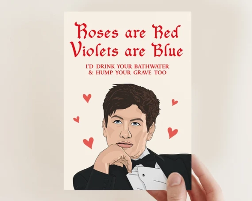 Saltburn Valentine's Card | Barry Keoghan, Saltburn Card, Valentine Card for girlfriend boyfriend wife husband Quirky Valentine, Anniversary