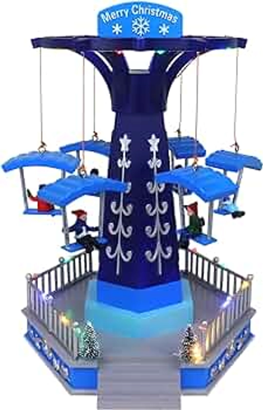 Christmas Carnival Paradrop Ride Display - Animated Musical Christmas Village - Perfect Addition to Your Christmas Indoor Decorations & Holiday Collections - A Thoughtful Gift to Your Loved Ones