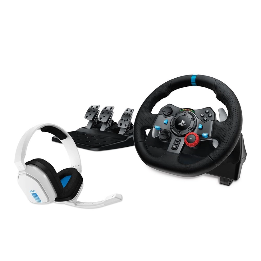 Pack Logitech Volant de course et pédalier G29 Driving Force pour PS5/PS4/PC/Mac Noir + Casque gaming Astro A10 V2 Gén 1 Blanc