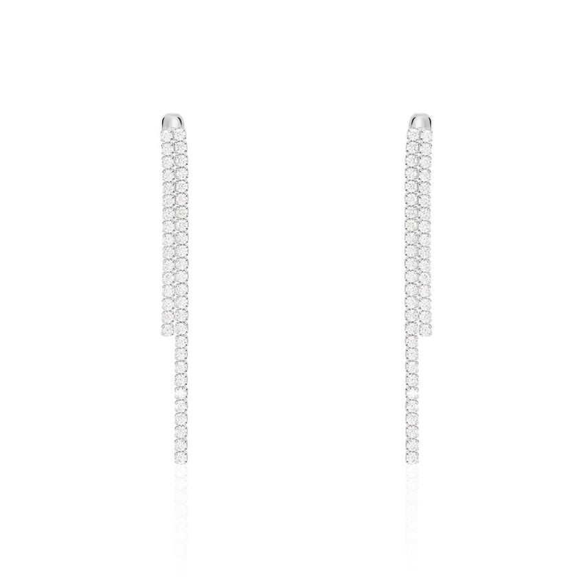 Boucles D'oreilles Pendantes Louanne Argent Blanc Oxyde De Zirconium