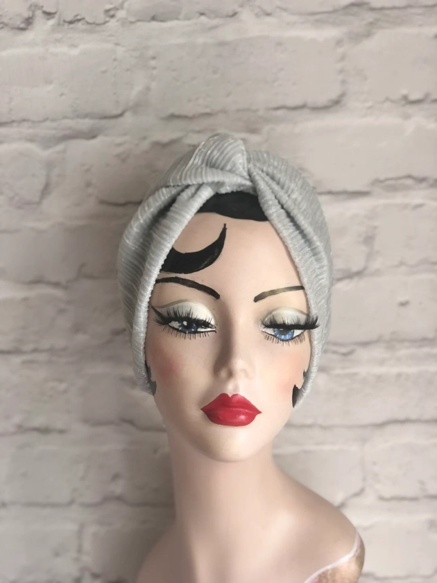 Silver Turban for Women, Chemo Headwear, Glitter Turban, 1920s Fashion, Flapper Hat, Chemo Gifts, 1930s Gift, Mum Gift, Vintage Gift for Her - Etsy UK