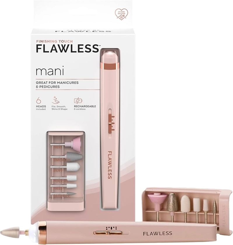 Finishing Touch Flawless Salon Nails Kit, Electronic Nail File and Full Manicure and Pedicure Tool