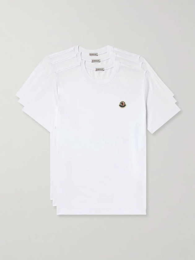 MONCLER Three-Pack Logo-Appliquéd Cotton-Jersey T-Shirts