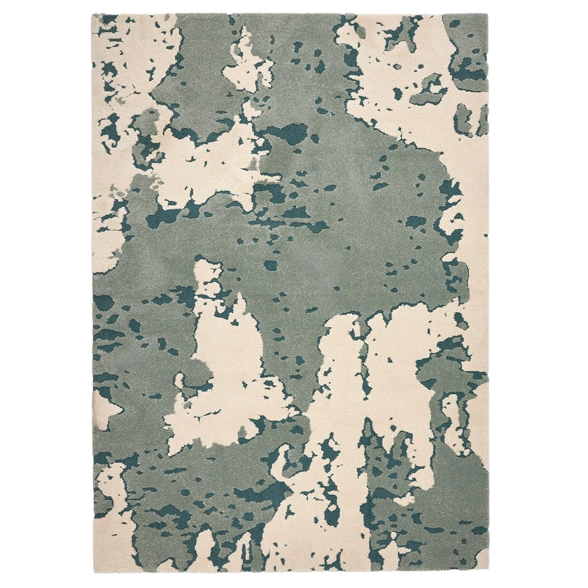 RINGKLOCKA Tapis, poils ras - vert/blanc cassé 160x230 cm