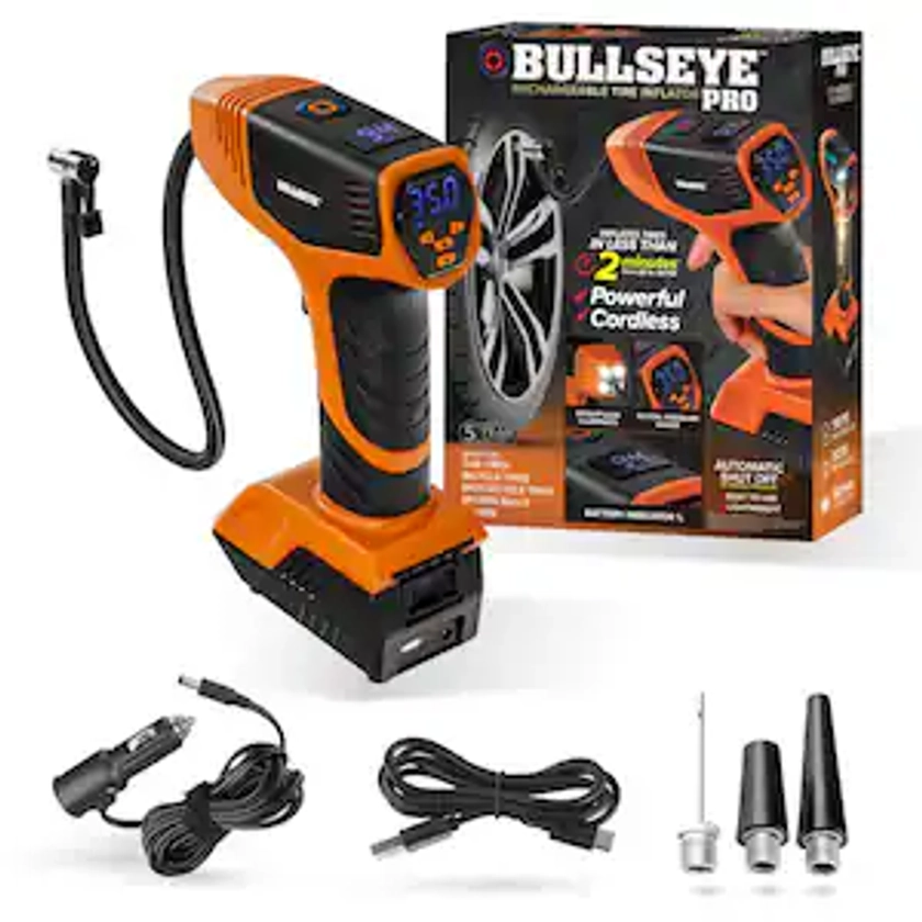 Bell + Howell BULLSEYE Pro 150 PSI Cordless Handheld Rechargeable Tire Inflator with Digital Pressure Gauge and Battery Indicator 2318 - The Home Depot