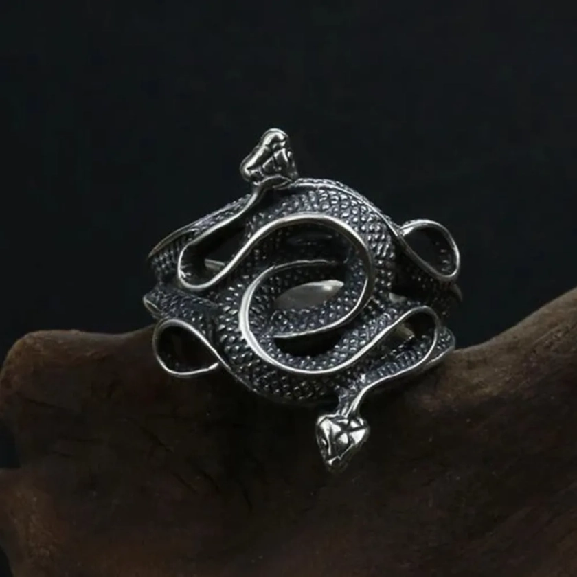 Anillo de serpiente Natural para hombres, joyería creativa de moda Vintage, tótem, Faraón, serpiente, Hip Hop, Punk, nicho, PartyJewelry - AliExpress 36