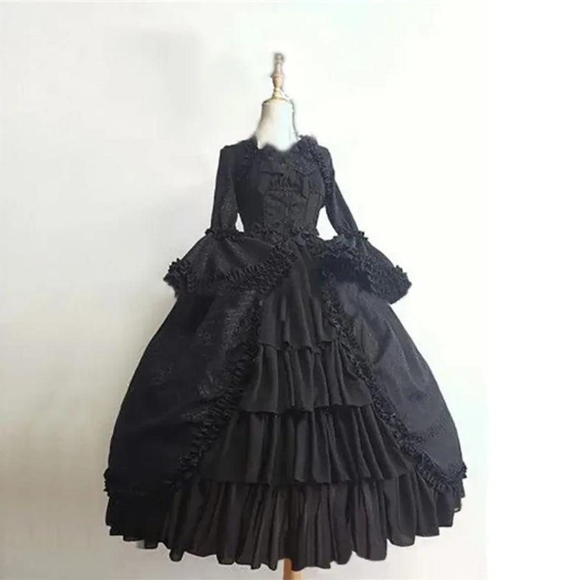 Vestido de lolita de fresa, estilo medieval, retro, gótico, corte, lolita, cuello cuadrado, cintura, lazo empalmado - AliExpress 200000532