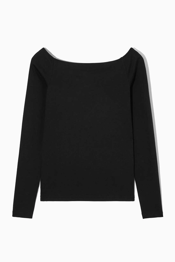 TOP ENCOLURE BARDOT DOS ÉCHANCRÉ - NOIR - Tops - COS