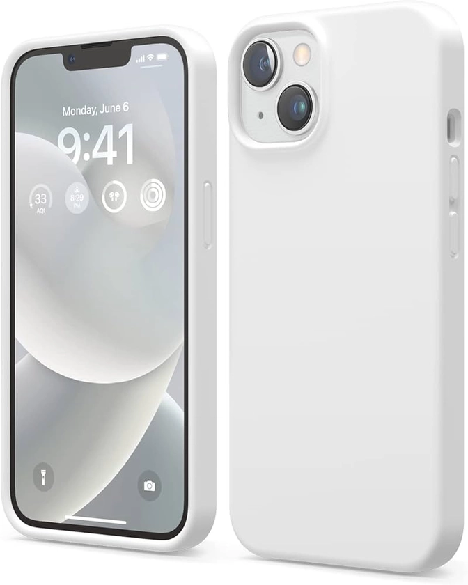 elago Compatible with iPhone 14 Case, Liquid Silicone Case, Full Body Protective Cover, Shockproof, Slim Phone Case, Anti-Scratch Soft Microfiber Lining, 6.1 inch (White)