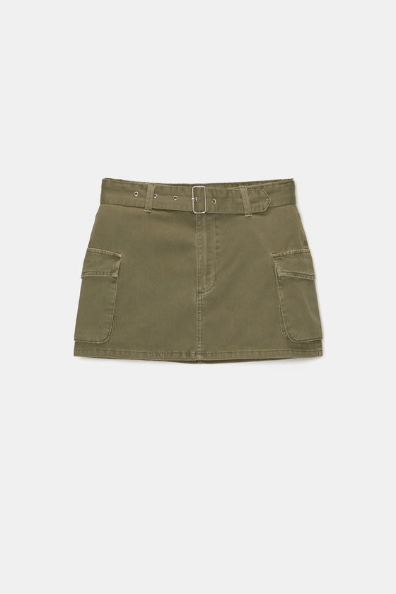 Cargo mini skirt with belt