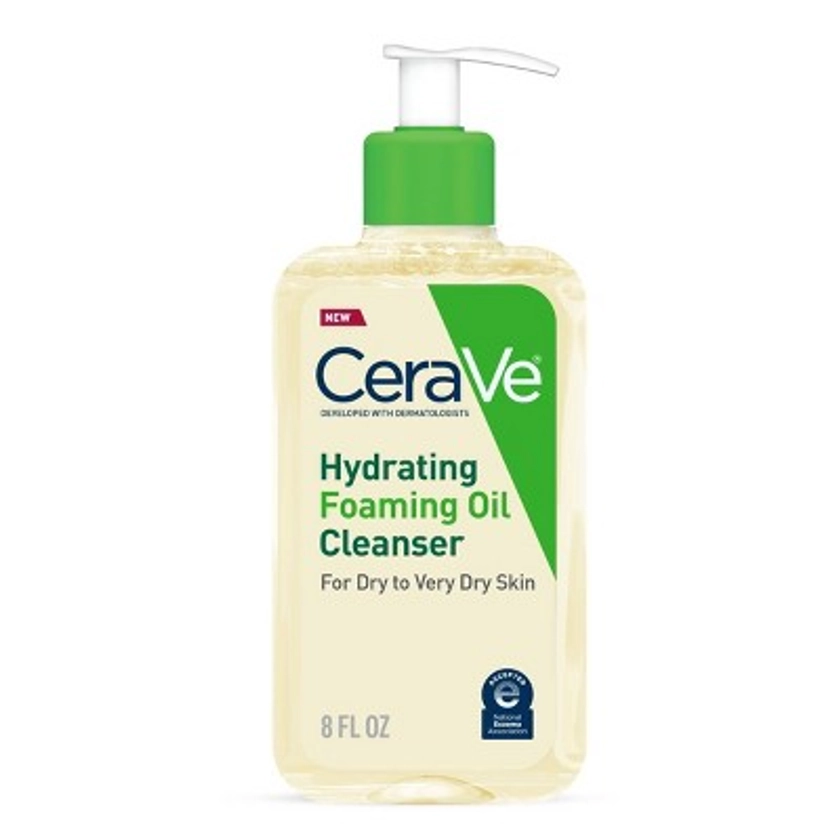 CeraVe Hydrating Foaming Cleansing Oil Face Wash with Squalane Oil, Triglyceride and Hyaluronic Acid For Dry to Very Dry Skin - 8 fl oz