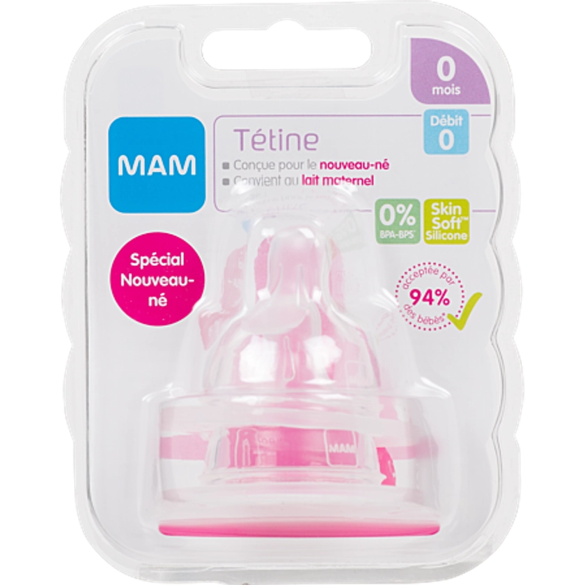 Mam Tétine Anatomique Débit 0 Extra Lent Silicone x2