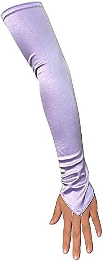 SACAS Long Fingerless Satin Gloves in Lilac One Size