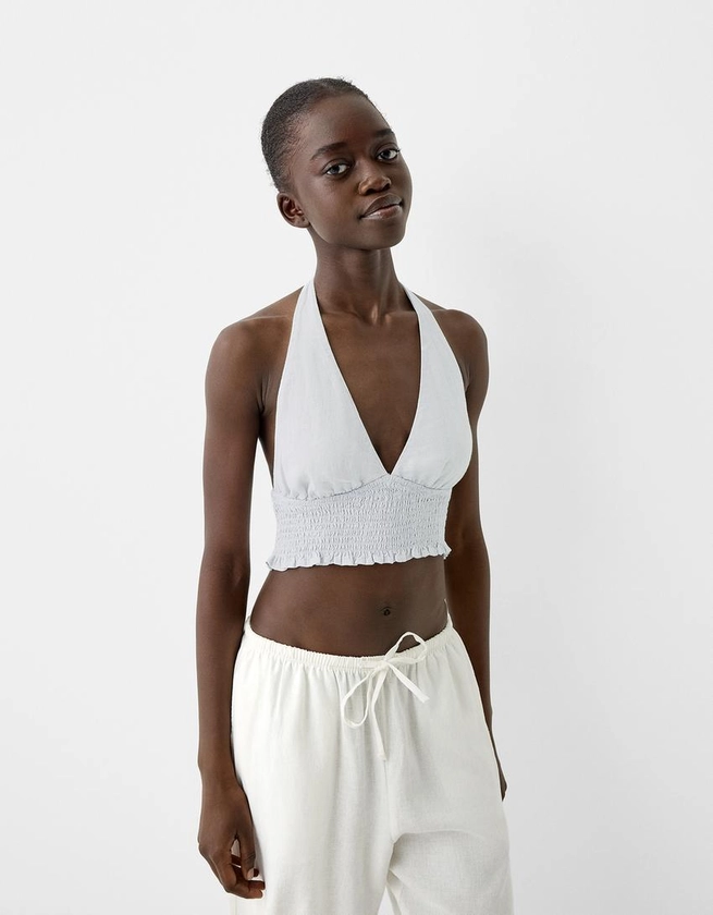 Crop top encolure américaine avec lin - BSK Teen