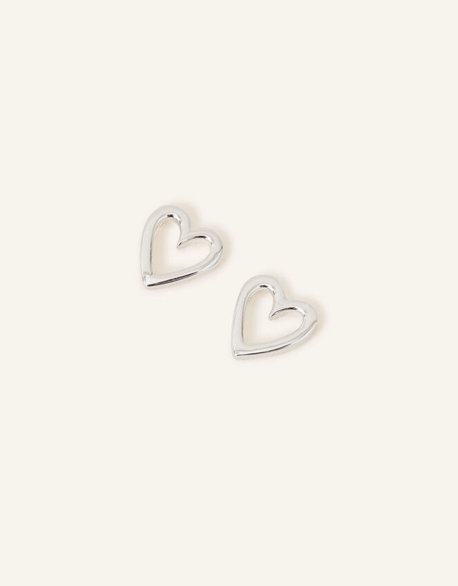 Sterling Silver Cut-Out Heart Studs