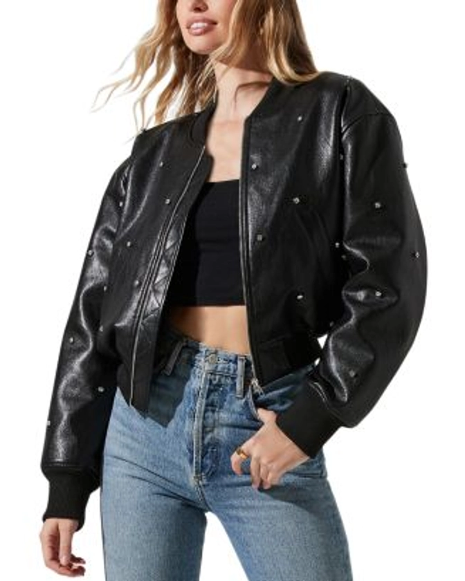 ASTR the Label Avianna Faux Leather Rhinestone Jacket Women - Bloomingdale's
